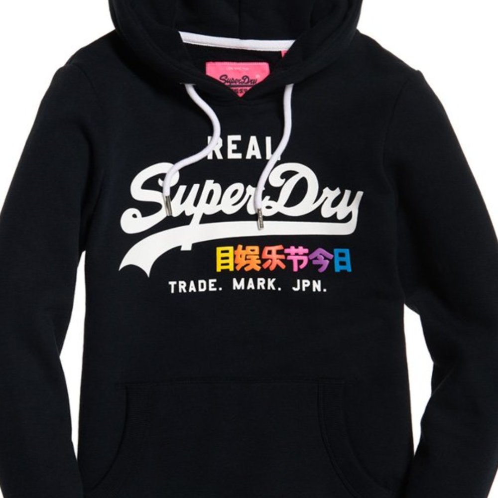 SUPERDRY Dark Blue Logo Hoodie US XS 2-4 NWT